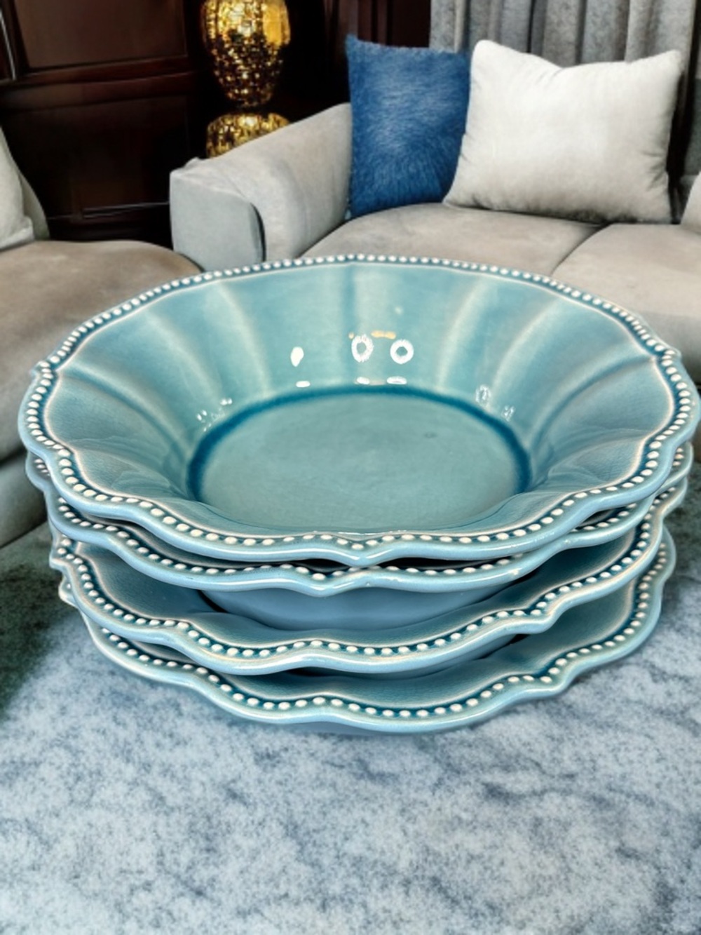 Set of 4 The Pioneer Woman Paige Denim Blue Salad/Pasta Bowls